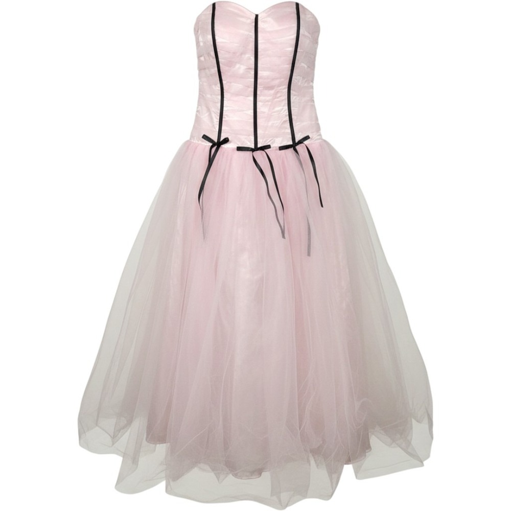 Jessica McClintock Gown Pink Tulle Ribbon Strapless Ball Gown Womens 8